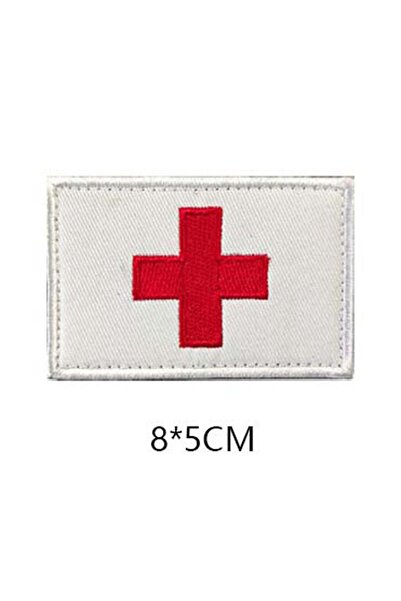 Choice1 02-White 5X8CM Red Cross Applique Badges Embroidery Tactical Hook and...