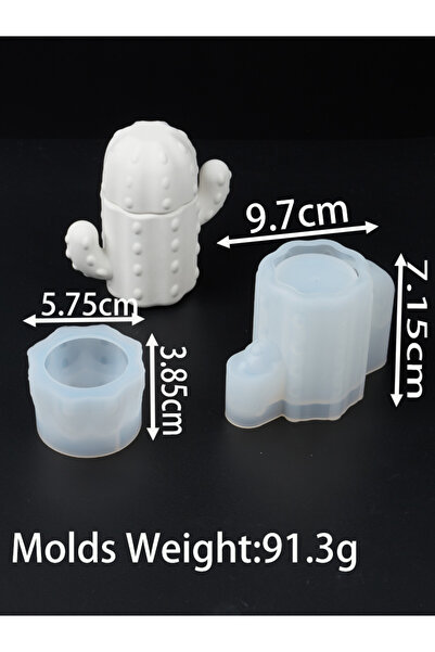 Choice 01 3D Cactus Candle Jar Silicone Mold Simulation Plant Storage Box Orn...