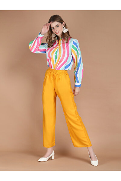 Michael Kovlin By Styli Mustard Wide Leg Ethnic Palazzos