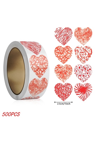 Choice1 ملصقات قلوب حمراء مقاس 1 بوصة، 500 قطعة، لعيد الحب، لتزيين المخبوزات ...