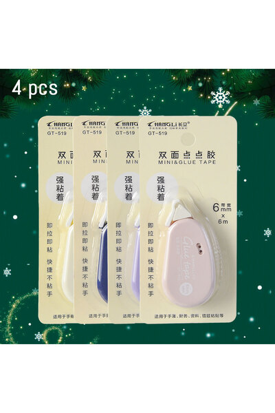 Choice4 عشوائي - 4 قطع WQN-1 قطعة شريط لاصق مزدوج الجوانب 6 م × 6 مم لعيد الم...