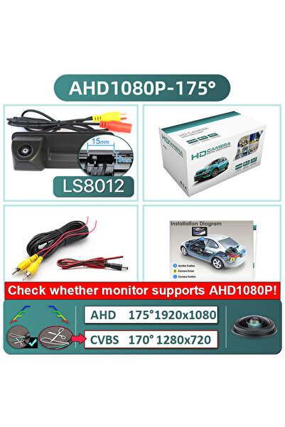 choice2 كاميرا الرؤية الخلفية GreenYi 170° 1080P 8012-AHD1080P-175deg للسيارا...