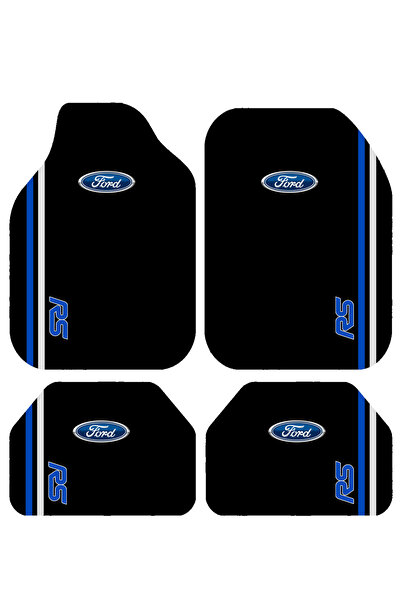 Pixel Dizayn Ford Logolu Oto Halı Paspas 4 Parça Set Kaymaz Dot Taban Siyah A...