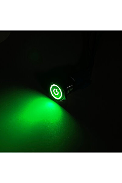 Choice32 Latching 12-24V Power Symbol Green 16mm Metal Push Button Switch Rin...