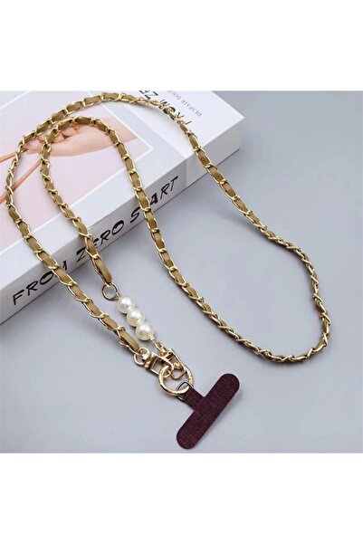 Choice Khaki Pearl Leather Chain Mobile Phone Strap Long Crossbody Anti-Loss ...
