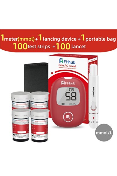 Choice3 جهاز قياس نسبة السكر في الدم الذكي Safe AQ من FHhub، مزود بشرائط اختب...