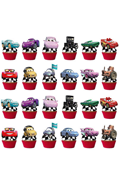 choice2 ٢٤ قطعة لتزيين الكيك، مجموعة واحدة من ديزني، تصميم لايتنينج ماكوين، م...