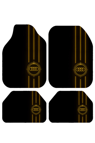 Pixel Dizayn Audi Logolu Oto Halı Paspas 4 Parça Set Kaymaz Dot Taban Siyah A...