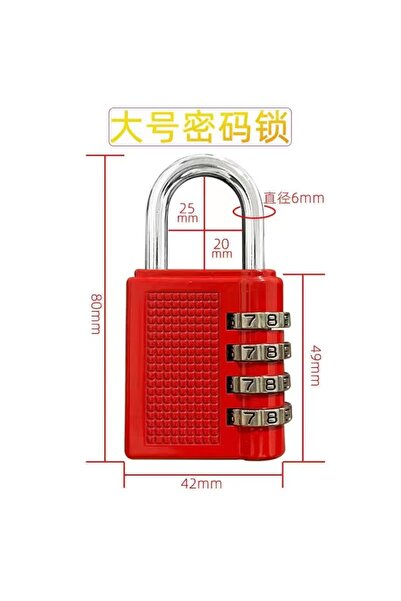 Choice1 Red 4 Digit Zinc Alloy Combination Lk Padlk Luggage Anti-theft Weathe...