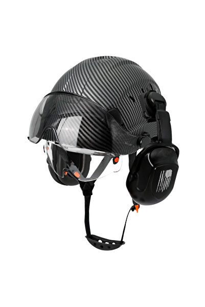 choice2 carbon fiber black A CE Ctruction Safety Helmet With Visor Built In G...