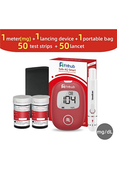 Choice جهاز قياس نسبة السكر في الدم الذكي Safe AQ من FHhub، مزود بشرائط اختبا...
