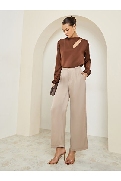 Styli Women Cream Wide Leg Pants