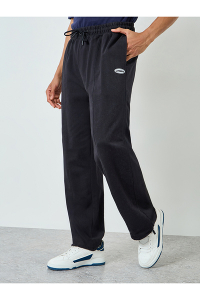 Styli Men Black Relaxed Joggers with Drawstring