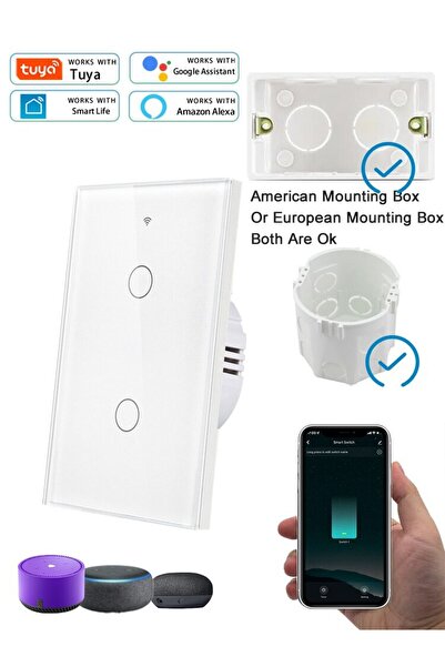 Choice3 مفتاح إضاءة ذكي ثنائي الفتحات من نوع Tuya WiFi باللون الأبيض، متوافق ...