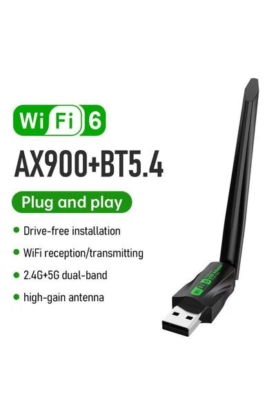 Choice محول شبكة USB أسود 2 AX900 WIFI6 بسرعة 600 ميجابت في الثانية، بلوتوث 5...