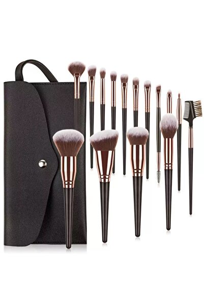 Choice1 مجموعة فرش مكياج سوداء مكونة من 15 قطعة مع حقيبة، تشمل فرشاة مكياج ال...