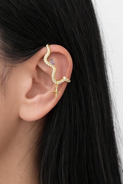 TAKIŞTIR Altın Renk Kıstırmalı Tx Kulak Aksesuarı (Tek)