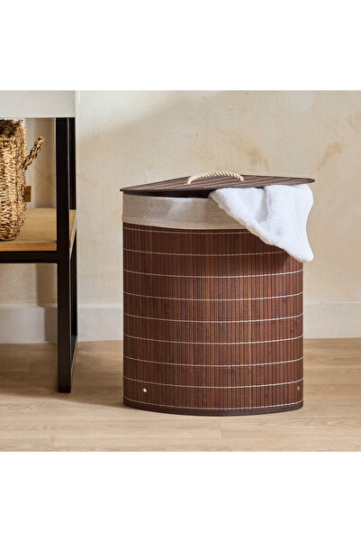 Home Box Knock Down Bamboo Corner Laundry Hamper
