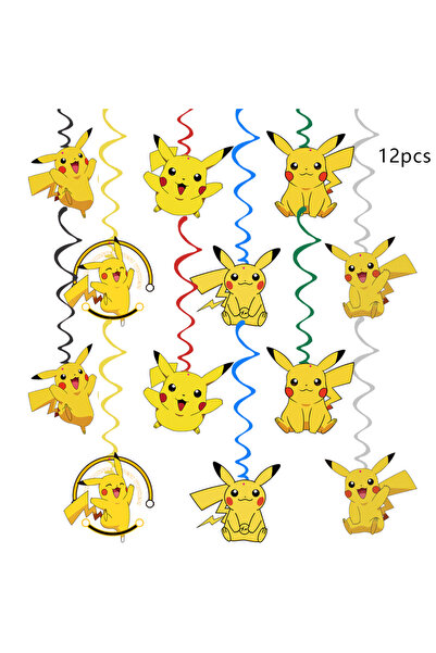 Choice4 مجموعة مينيسو من 12 قطعة من لوازم حفلات بوكيمون، لافتة عيد ميلاد، زين...
