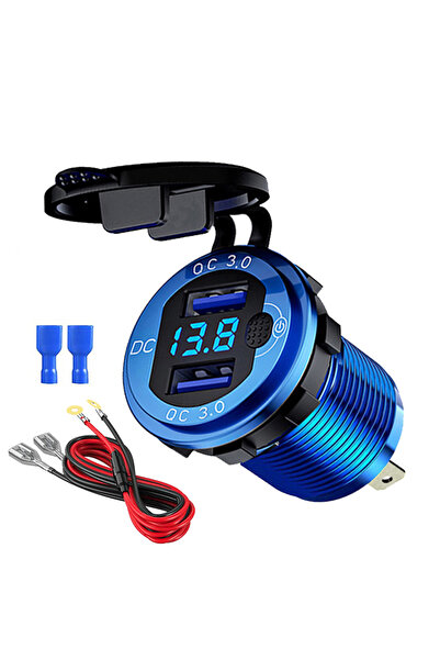 Choice3 Blue B Quick Charger Aluminum QC3.0 Dual USB Car Charger with Switch ...