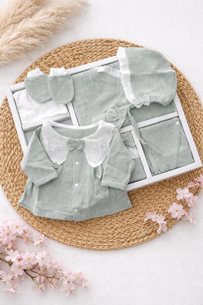 BYS BABY FASHION %100 Pamuk Gofret Desen Kumaşlı 10'Lu Mevsimlik Yenidoğan Kı...