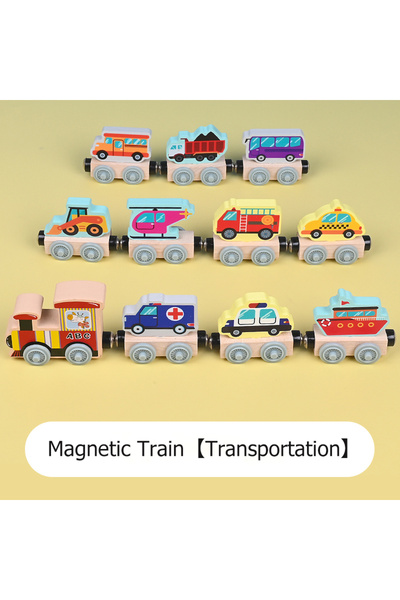 Choice1 NB230C1-Transp قطار خشبي مغناطيسي صغير، لعبة تركيب للأطفال، مكعبات بن...