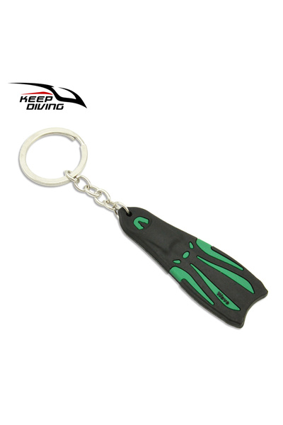 choice2 سلسلة مفاتيح صغيرة على سلسلة مفاتيح زعانف غوص، لون أخضر، قطعة واحدة.
