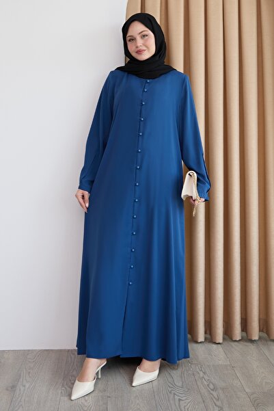 InStyle Boydan Beaded Buttoned Saks Blue Ferace