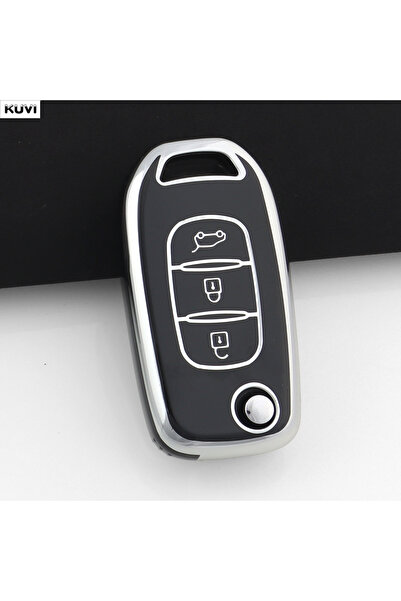 Choice1 غطاء مفتاح السيارة القابل للطي من مادة TPU السوداء، مناسب لسيارات رين...