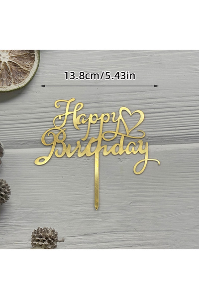 Choice25 1PC F1 Large Size Happy Birthday Acrylic Cake Topper Black Gold Lett...