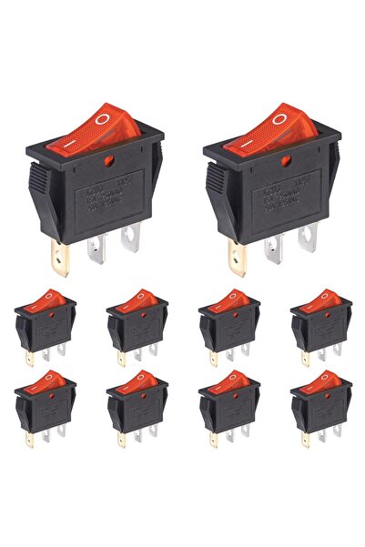 Choice1 10pcs Red 8/10Pcs Rker Switch Toggle AC 20A/125V 15A/250V SPST 3 Pins...