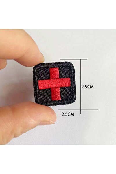 Choice19 24-Black Red Cross Applique Badges Embroidery Tactical Hook and Loop...