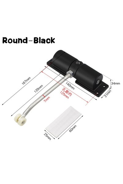 Choice Round-Black 180 Degree Automatic Door Closer Metal Adjustable Heavy Du...