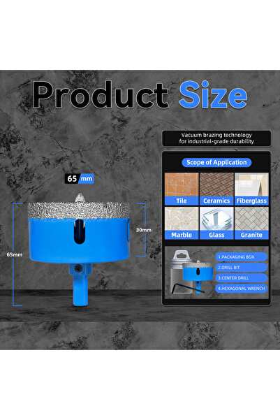 Choice14 Square 65 1pcs 18-68MM Diamond Drill Bits Set Ceramic Tile Hole Saw ...