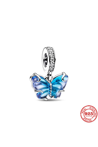 Choice11 خرزة على شكل فراشة من الفضة الإسترليني عيار 925، مزينة بأربع أوراق ب...