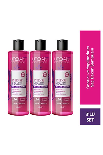 Urban Care Intense Keratin Yoğun Hasar Onarıcı Saç Bakım Şampuanı-350ml-vegan x3