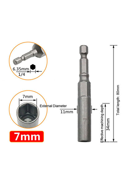 Choice3 1 Piece Size-7mm 6mm-19mm Deepen Inner Hexagon Sleeve Electric Drill ...