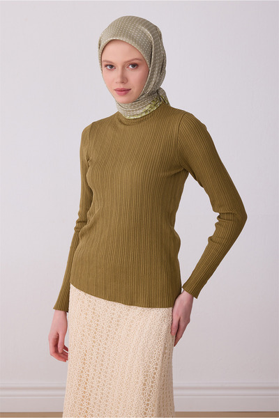 Belli وشاح حريري كلاسيكي بنمط كاكي مينت 100% من التويل 4326-85