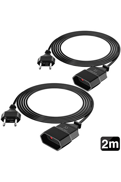 Choice كابل تمديد أسود بطول مترين، قطعتان، عبوة من قطعتين، كابل تمديد نصف متر...