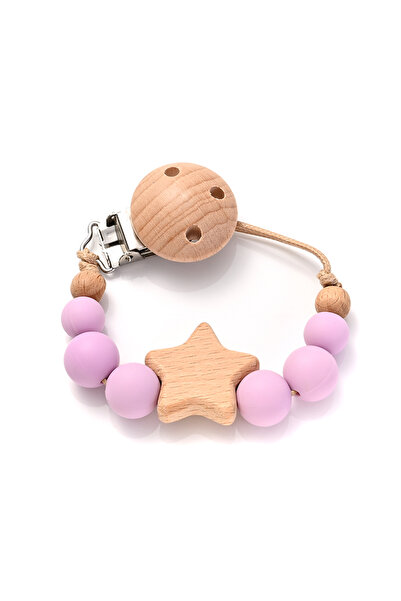 Choice3 سلسلة لهاية أطفال جديدة، 5 ألوان، مشابك سلسلة، خشب، نجمة خماسية، عضاض...