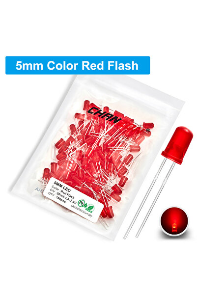 Choice8 5mm Color RD Flash 100Pcs 3mm 5mm Led Diode Flashing White Red Green ...