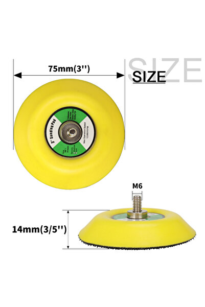 choice2 قرص صنفرة تلميع M6 مقاس 3 بوصات، قرص صنفرة هوائي، لوحة دعم بخطاف وحلق...
