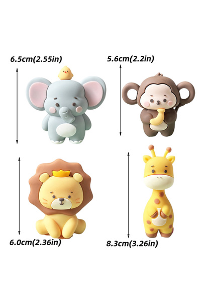 Choice29 مجموعة من 4 قطع لتزيين كعكة سفاري الحيوانات البرية: أسد، فيل، زرافة،...