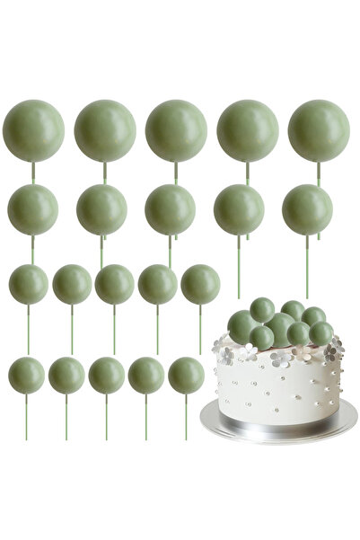 Choice7 مجموعة من 20 كرة ملونة باللون الأخضر ماتشا لتزيين الكيك، أعواد صغيرة ...