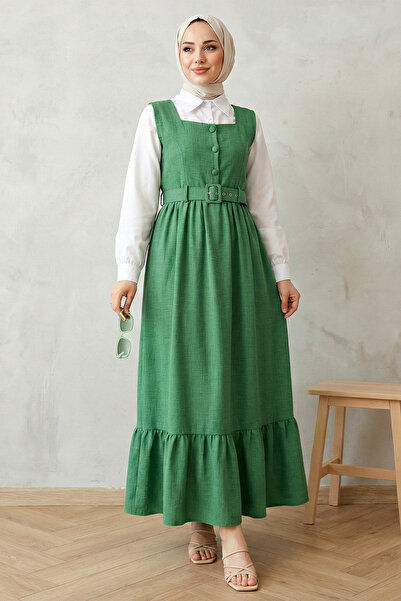 FERHEL Women's Double Set with Top and Buttoned Shirt - Green