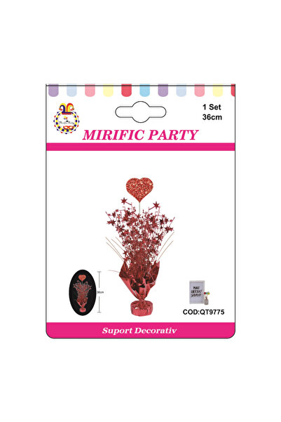 Mirific Party Suport pentru baloane roșii cu sclipici, inimă