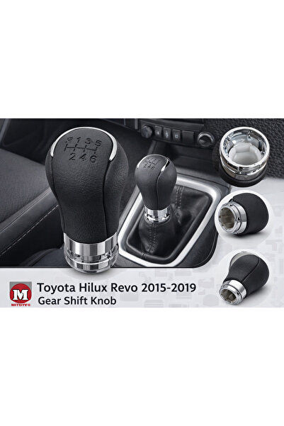 MITOYO Toyota Hilux Revo 2015-2019 Premium Vites Topuzu Yüksek Kalite Deri Dokulu | Krom Detaylı