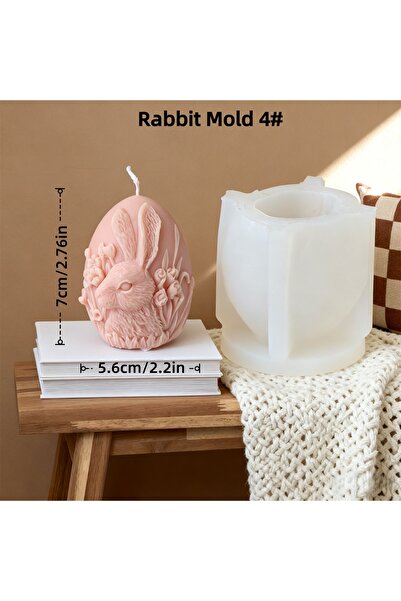 Choice3 قالب بيضة أرنب، 4 أو 5 أشكال، قالب سيليكون لشمعة بيضة عيد الفصح - قال...