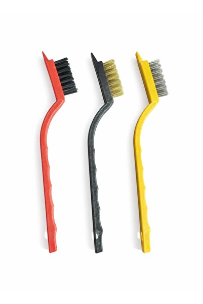 VEYRAA مجموعة فرشاة سلكية مكونة من 3 قطع بمقبض بلاستيكي من الفولاذ والنحاس وا...