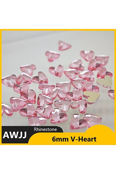 Choice14 100Pcs Pink 100/500pcs 6mm V-Heart Shape Boutique Flat bottom nail a...